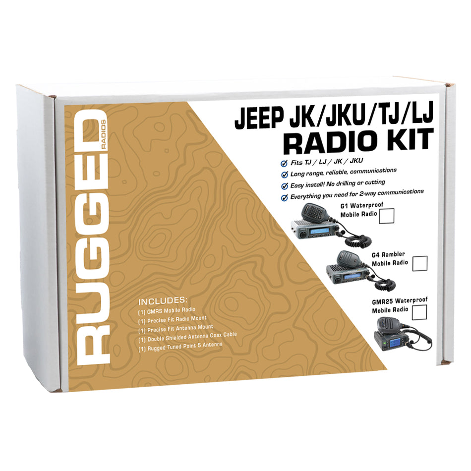 Jeep Wrangler TJ, LJ, JK, JKU and Rubicon Two-Way GMRS Mobile Radio Kit