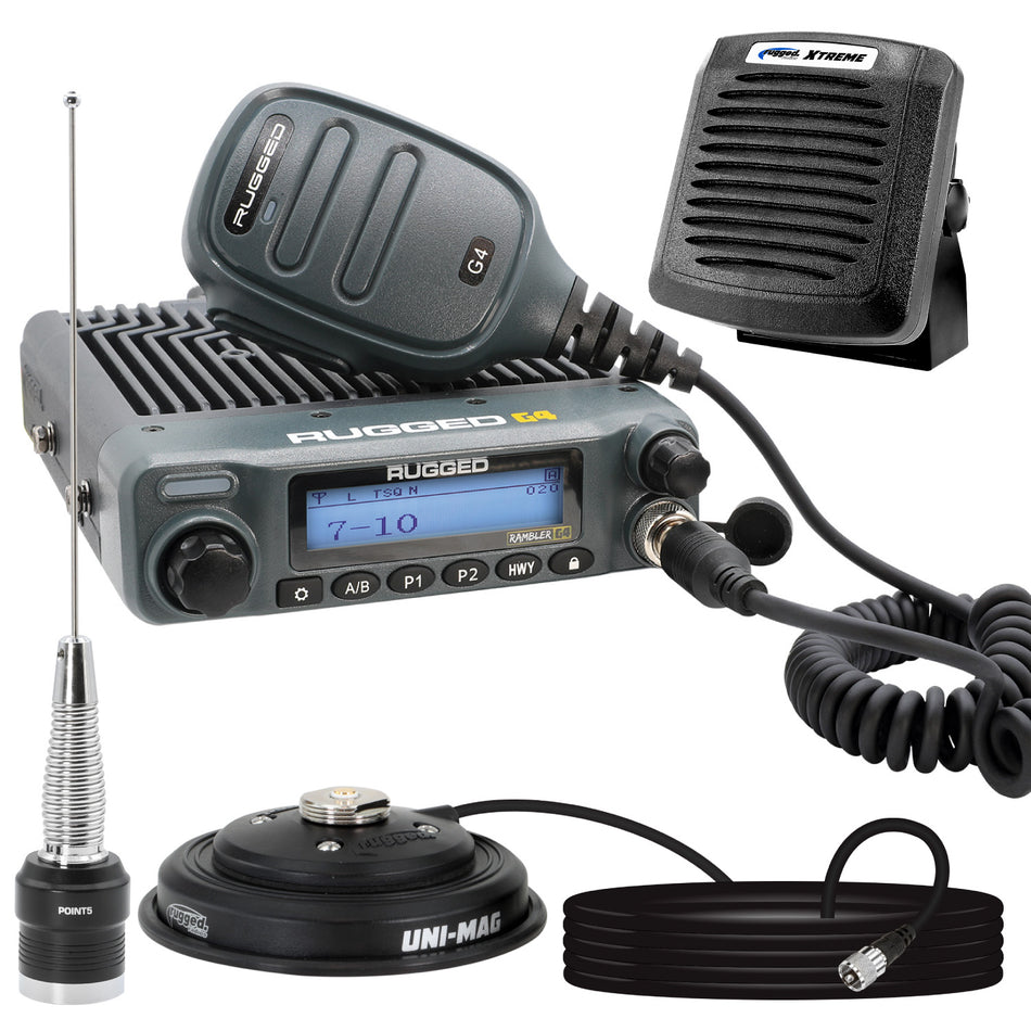 Radio Kit Plus - Rambler G4 High Power GMRS Mobile Radio Kit with External Speaker