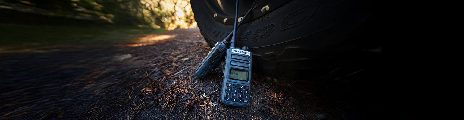 Handheld radio antennas including VHF, UHF, GMRS, stubby, and long-range upgrade options