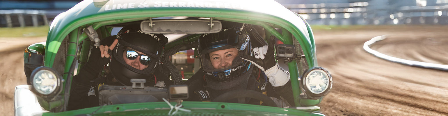 Pre-wired recreation and race helmets with accessories like visor shields, tear-offs, carrying bags, dust skirts, hardware, and helmet hangers