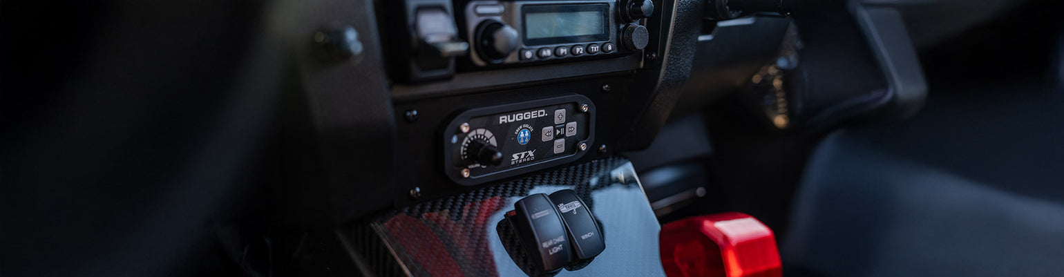 Vehicle-specific radio and antenna mounts for trucks, Jeeps, and vans—roll bar and hood bolt options