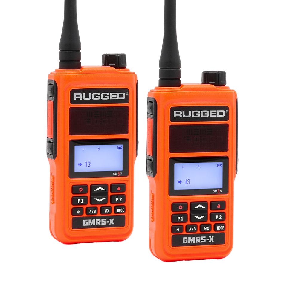 GMR5-X - 5W GMRS Handheld Radio - Waterproof with XL Battery - 2 Pack