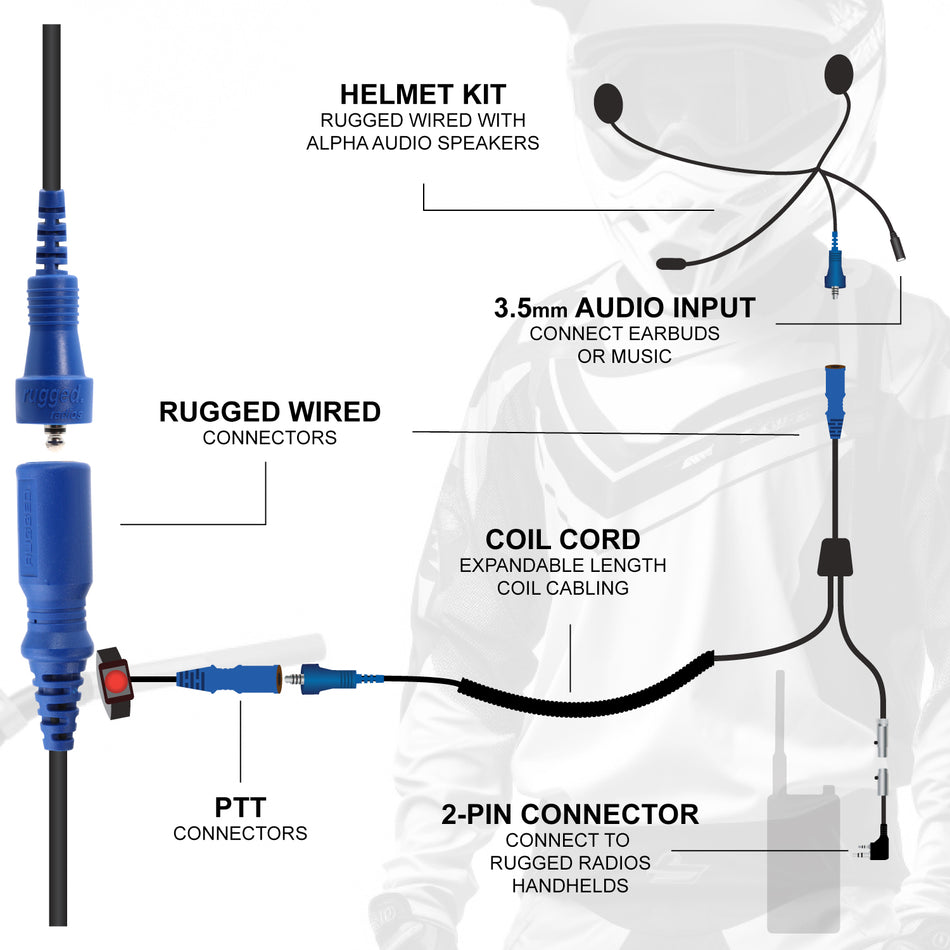 RACE SERIES Kit Completo de Comunicación para Moto con Cables OFFROAD