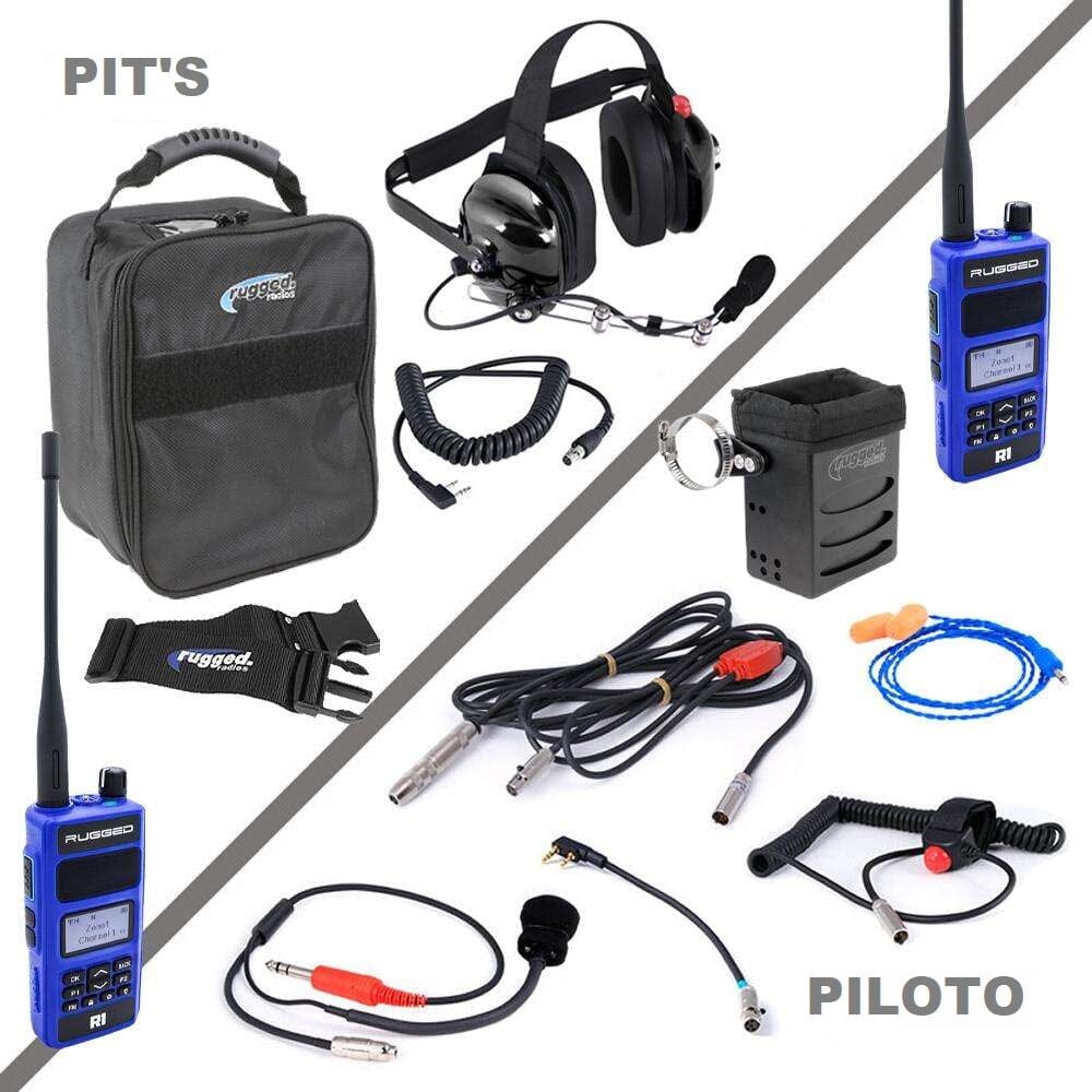 Kit completo de Radiocomunicacion Digital para equipo de carreras en Autodromo, NASCAR 3C con Radios Walkie Talkies Rugged R1 ESP - By Rugged Radios