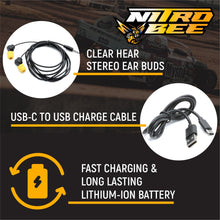 Load image into Gallery viewer, Nitro Bee Xtreme UHF Race Receiver with Stereo Earbuds and USBC Charging Cable