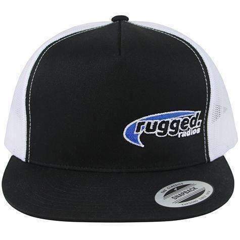 Rugged Radios Flat Bill Snapback Hat (Black / White)