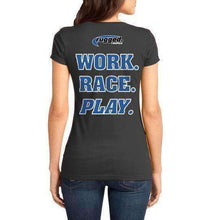 Load image into Gallery viewer, Rugged Radios &quot;Work. Race. Play&quot; Women&#39;s T-Shirt